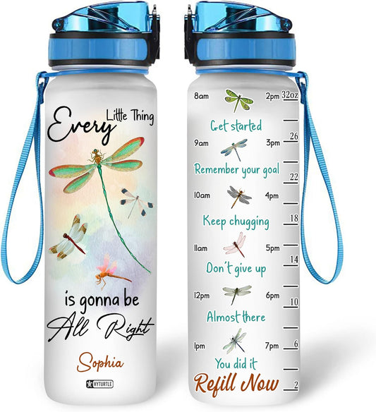 Every Little Thing Is Gonna Be All Right - Personalized Water Tracker Bottle 32oz
