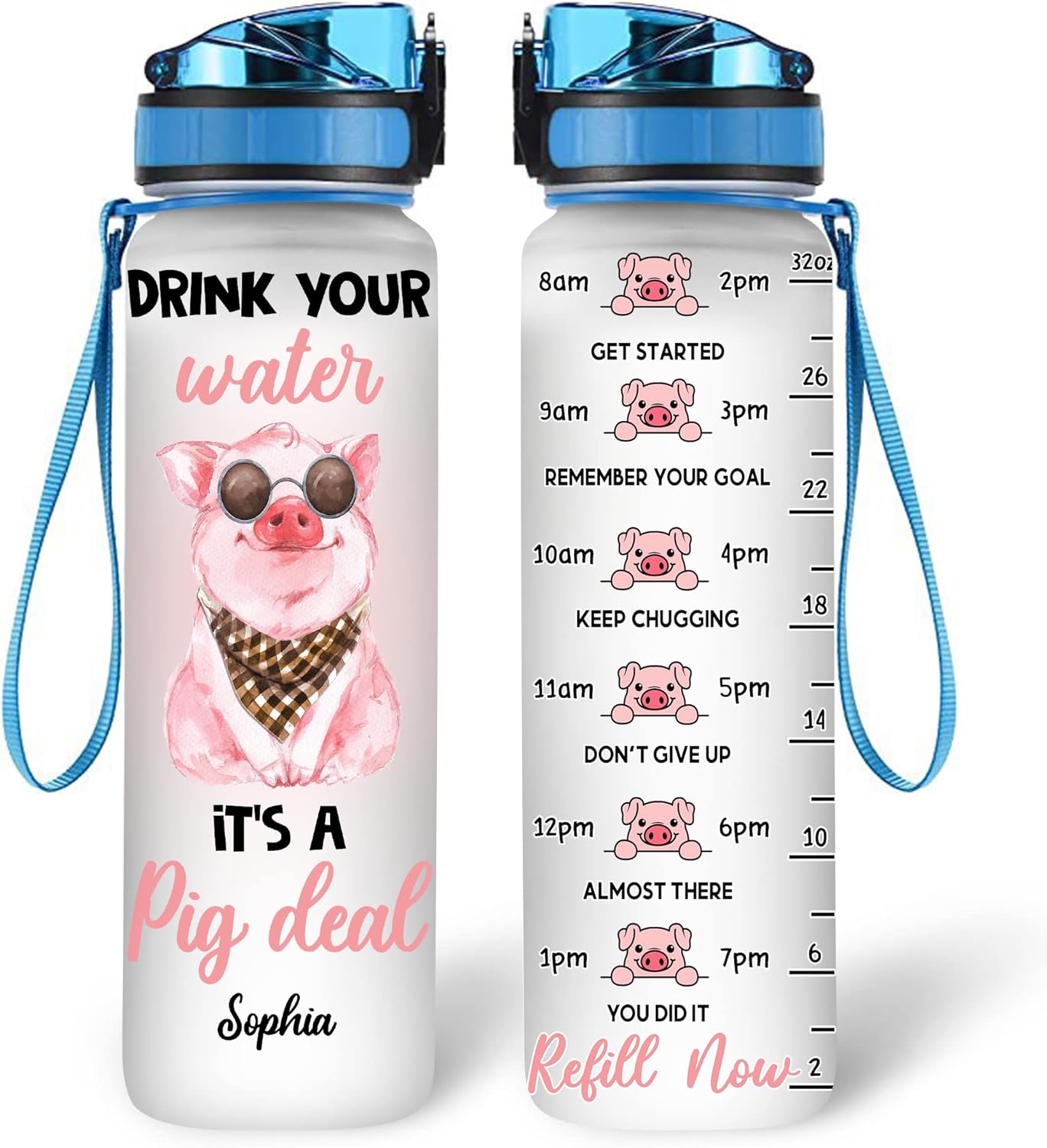 It's A Pig Deal - Personalized Water Tracker Bottle 32oz