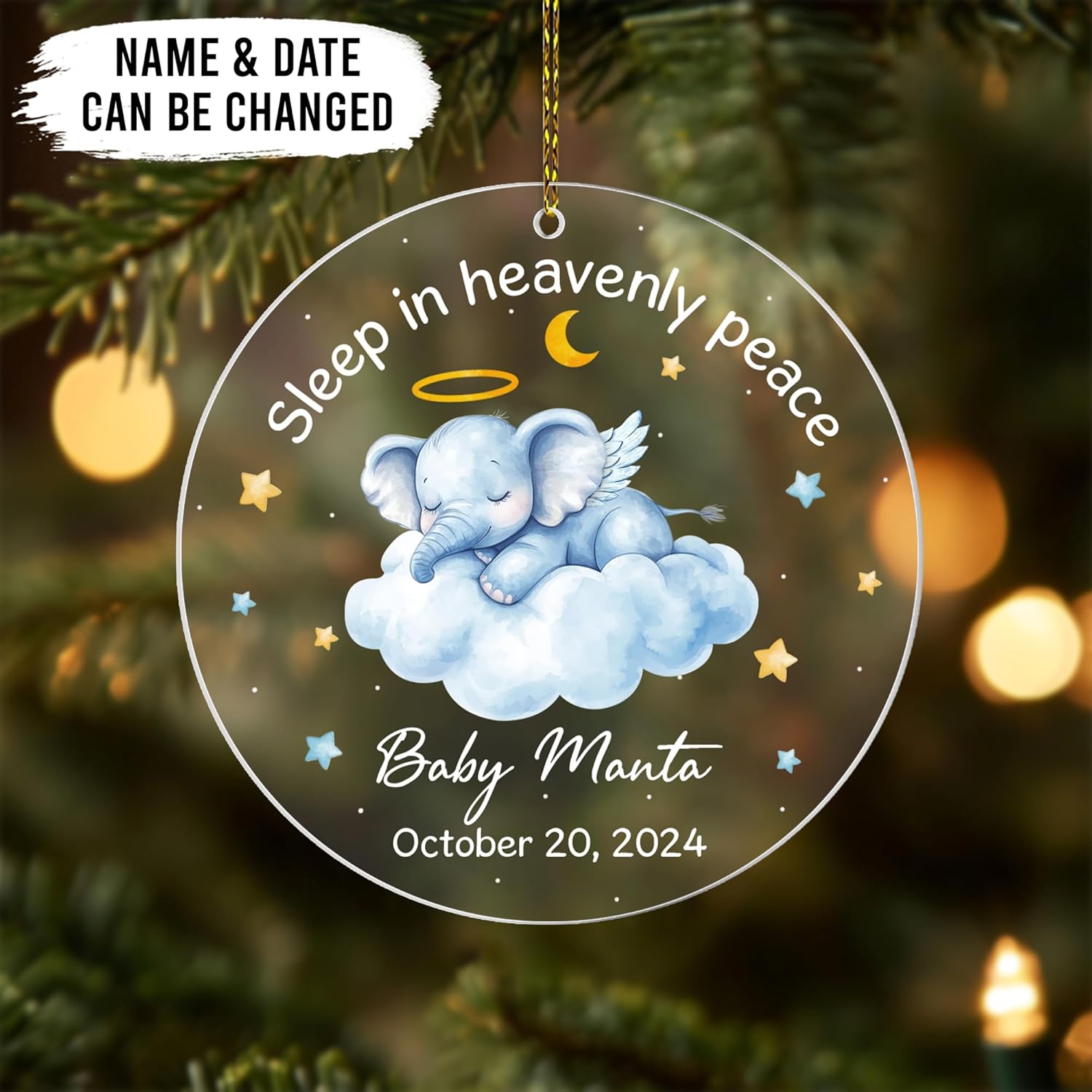 Heaven’s Baby Memorial Cut Acrylic Ornament – Personalized Sympathy Gift for Parents After Miscarriage or Infant Loss – Memorial Tree Keepsake