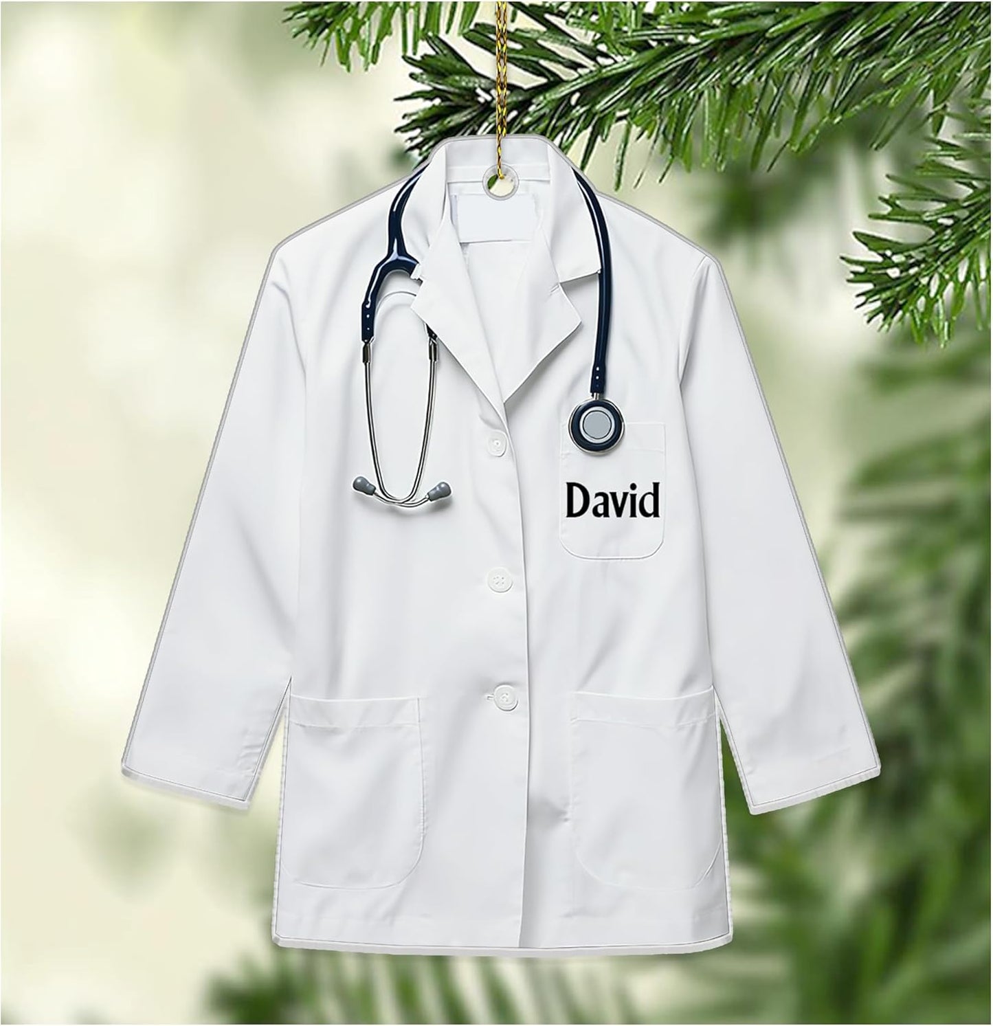 Doctor Coat Cut Acrylic Ornament – Personalized Christmas Gift for Physician, Nurse, or Medical Student