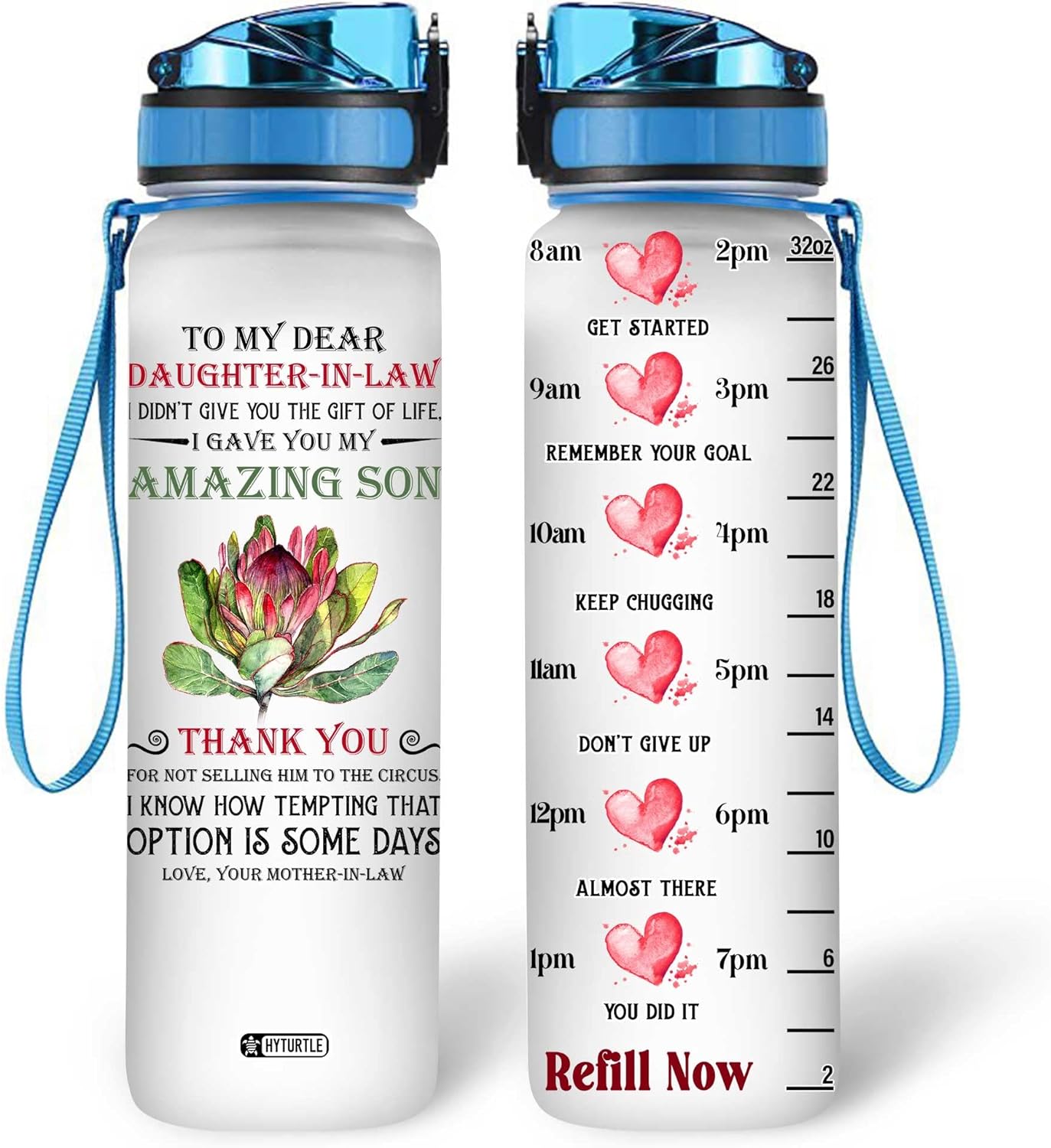 To My Dear Daughter-In-Law - Personalized Water Tracker Bottle 32oz