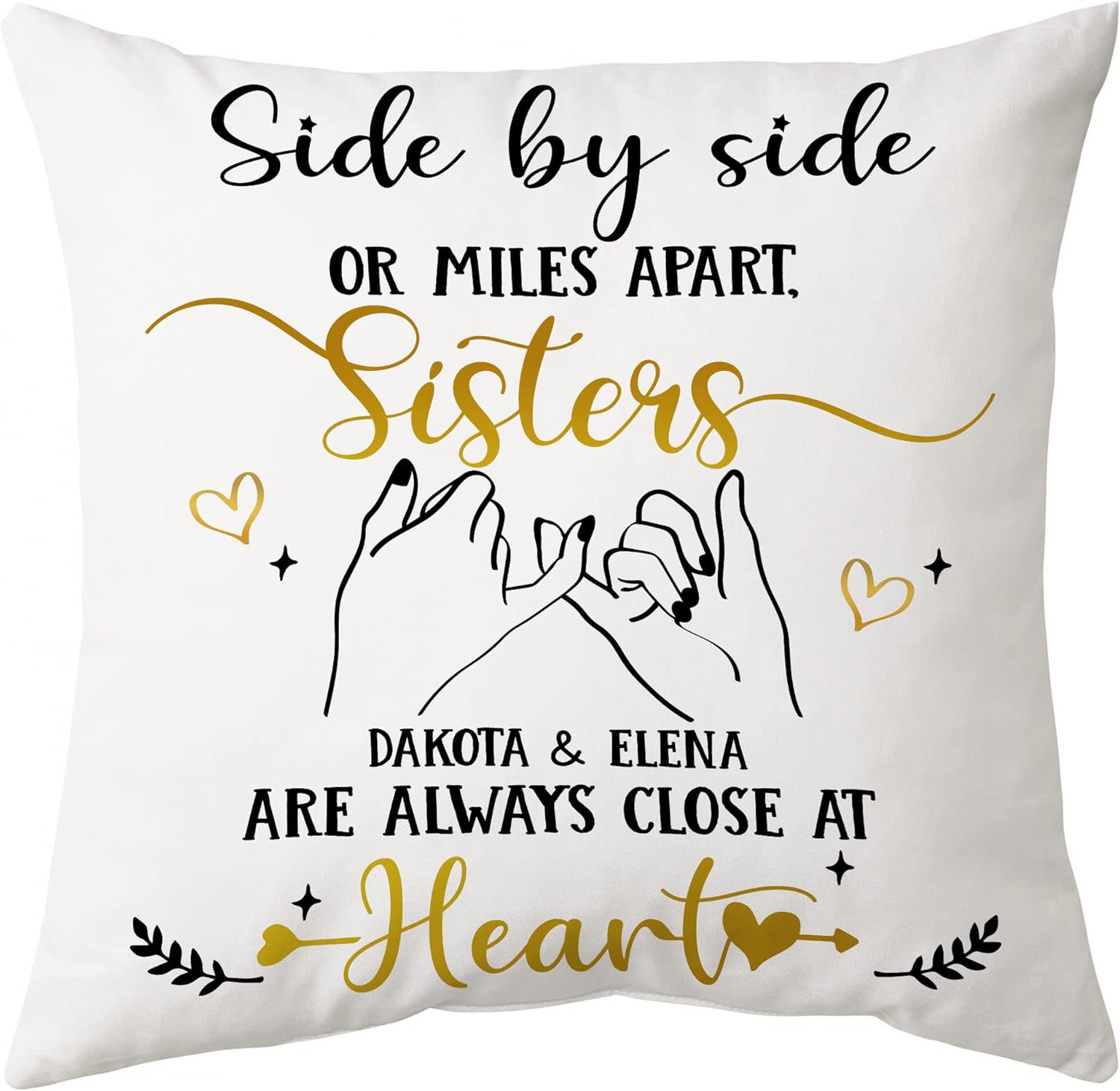 Side By Side Or Miles Apart - Personalized Pillow (Insert Included)