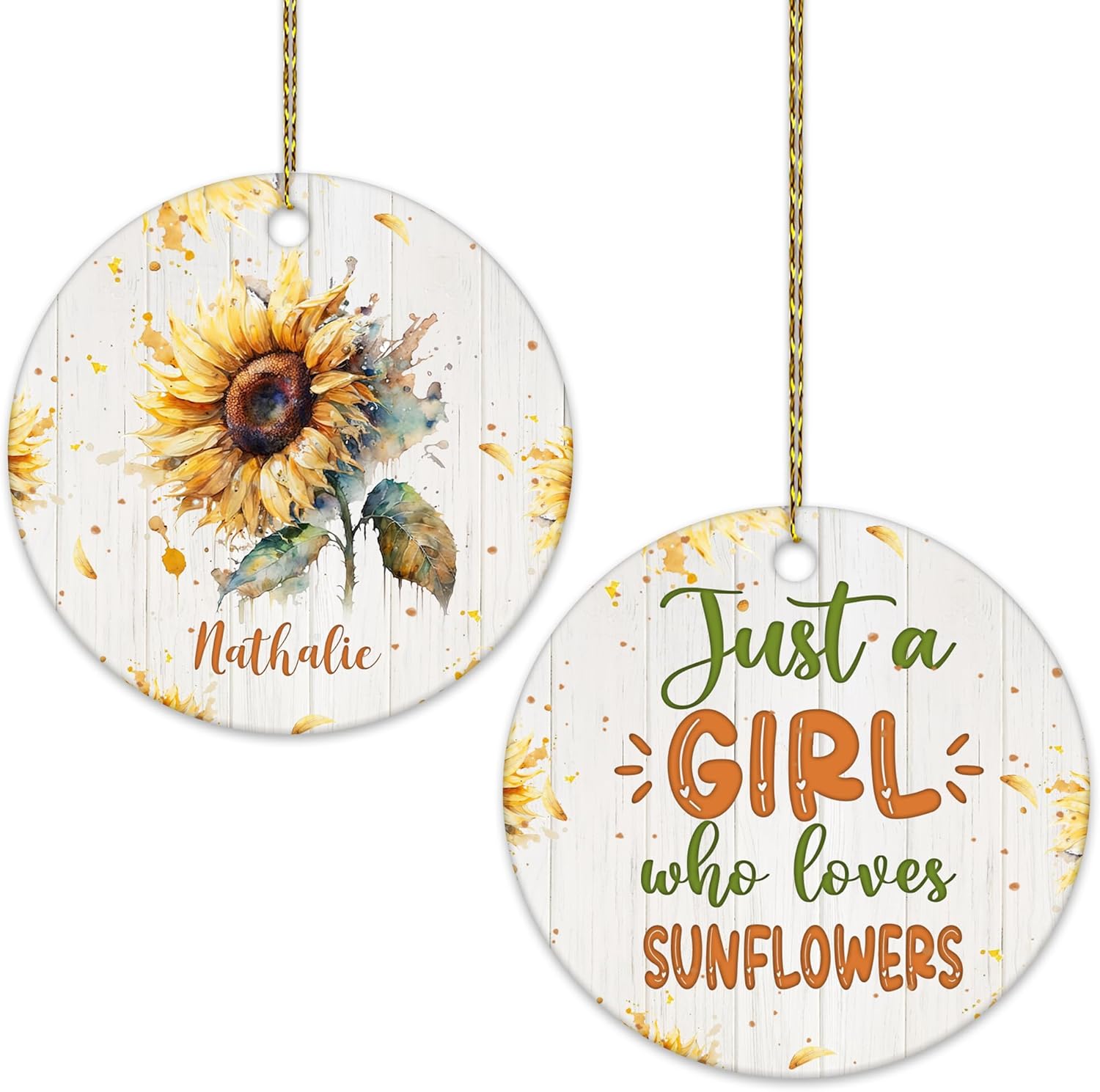 Sunflower Lover Ceramic Ornament  Just A Girl Who Loves Sunflowers Personalized Christmas Decoration  Floral Gift Keepsake