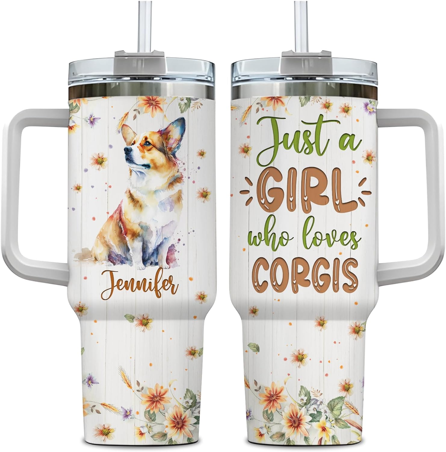 Just a Girl Who Loves Corgi  - Personalized Tumbler 40oz with Straw