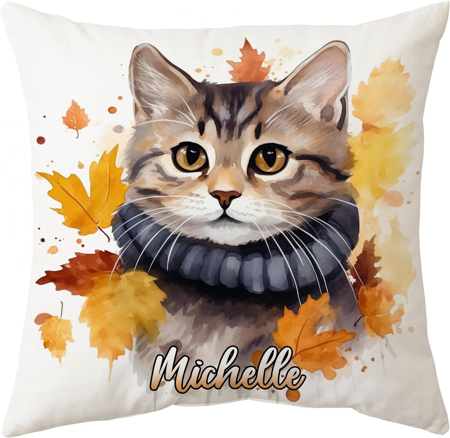 Cat Maple Leaves - Personalized Pillow (Insert Included)