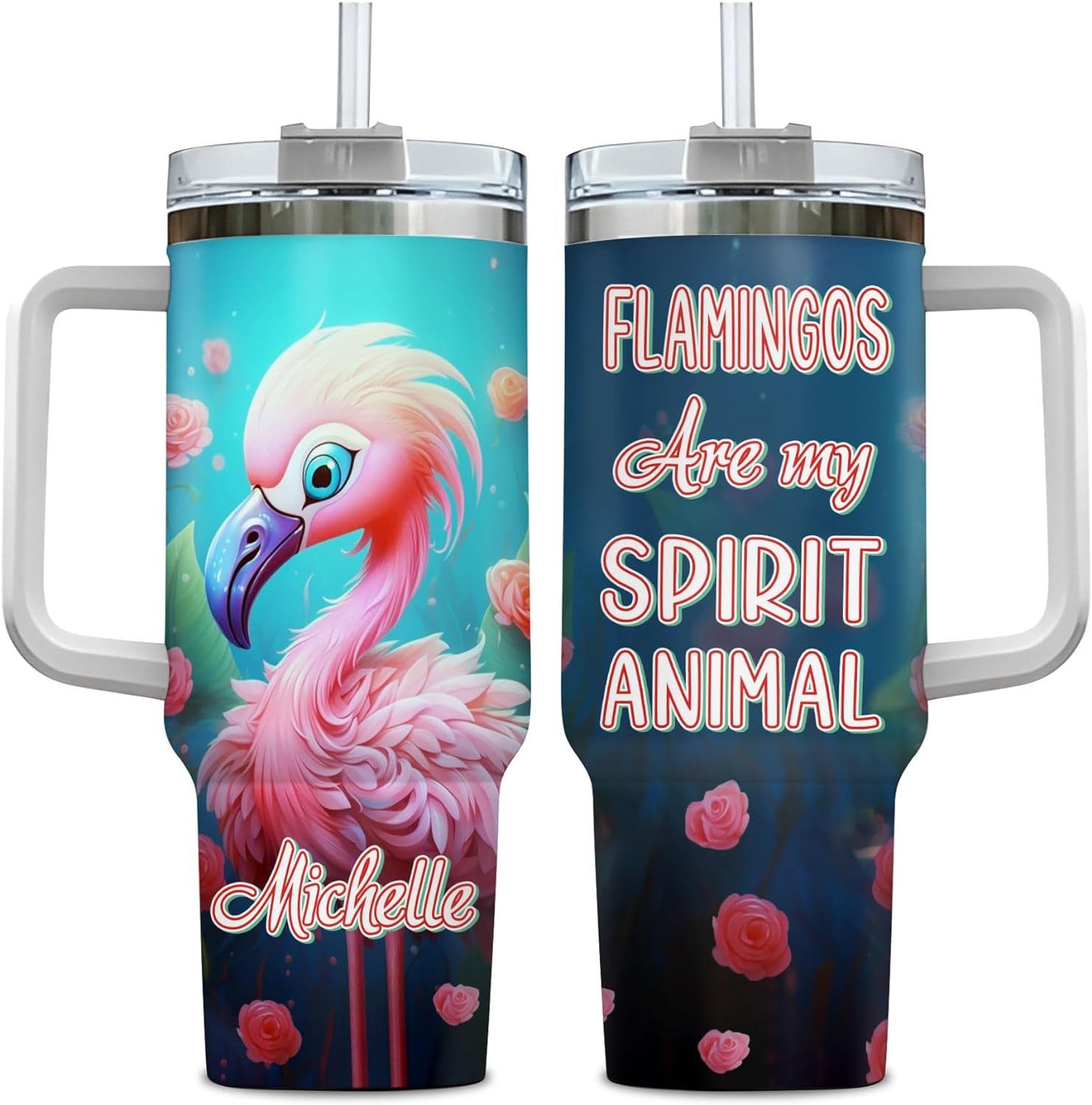 Flamingo Are My Spirit Animal - Personalized Tumbler 40oz with Straw