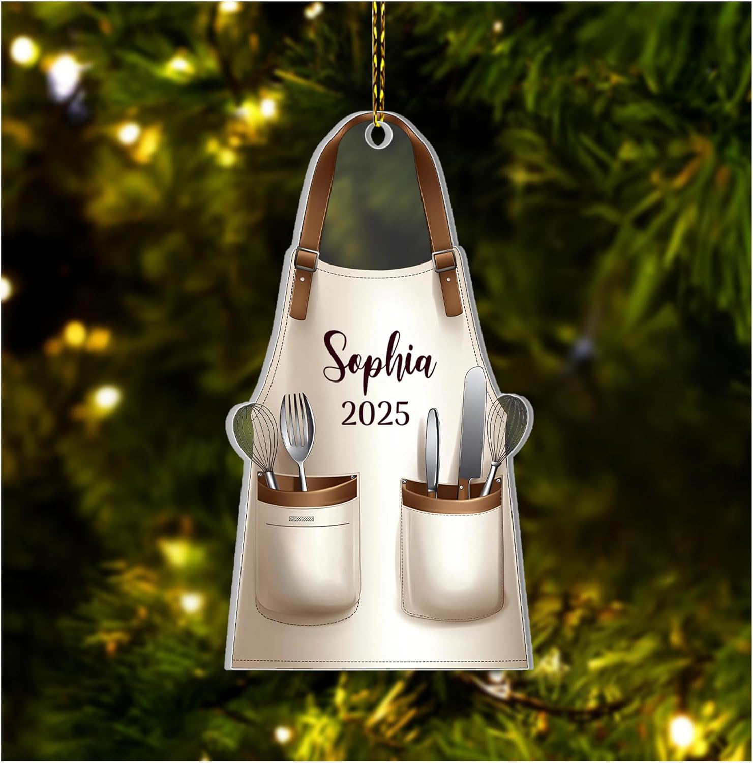 Baking Apron Personalized Acrylic Ornament – Custom Name Chef Keepsake – Unique Christmas Gift for Bakers, Moms, and Cooking Lovers
