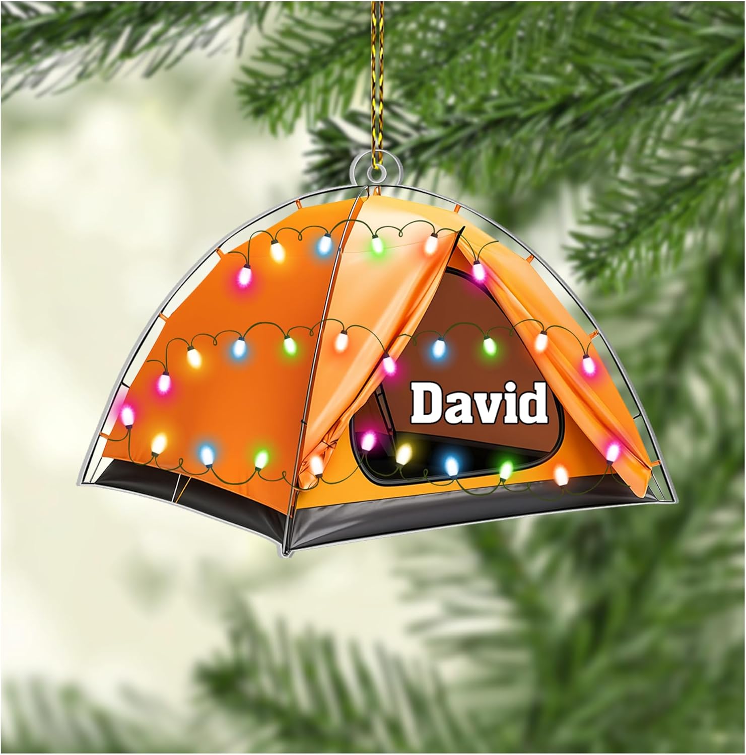 Camping Tent Personalized Acrylic Ornament – Custom Outdoor Keepsake – Unique Christmas Gift for Campers, Travelers, and Adventure Lovers