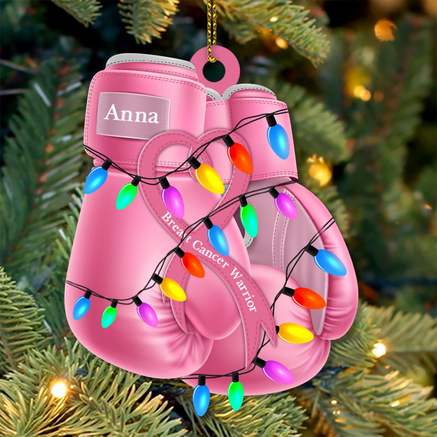 Pink Boxing Gloves - Personalized Acrylic Ornament