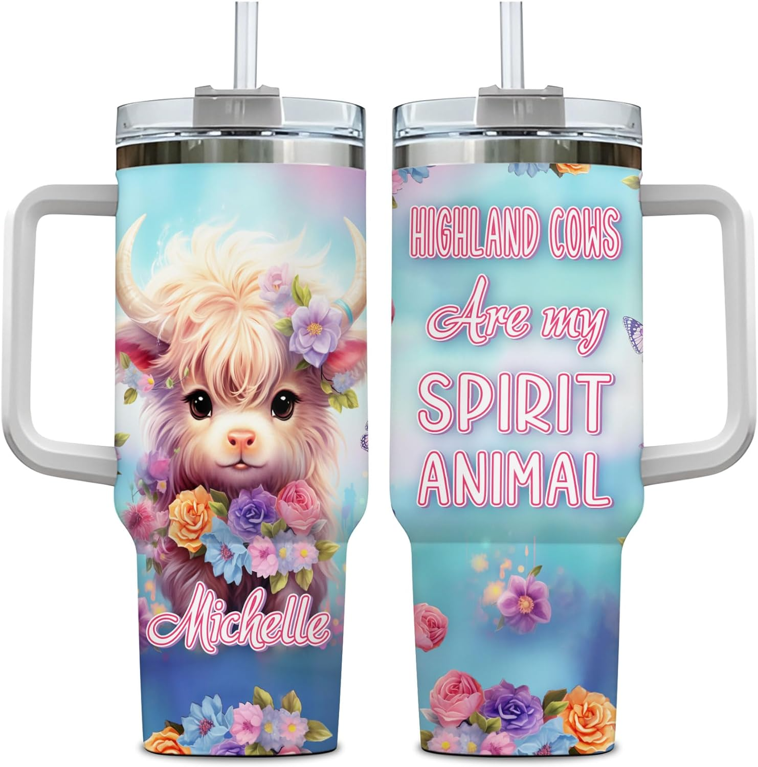 Highland Cow Are My Spirit Animal - Personalized Tumbler 40oz with Straw