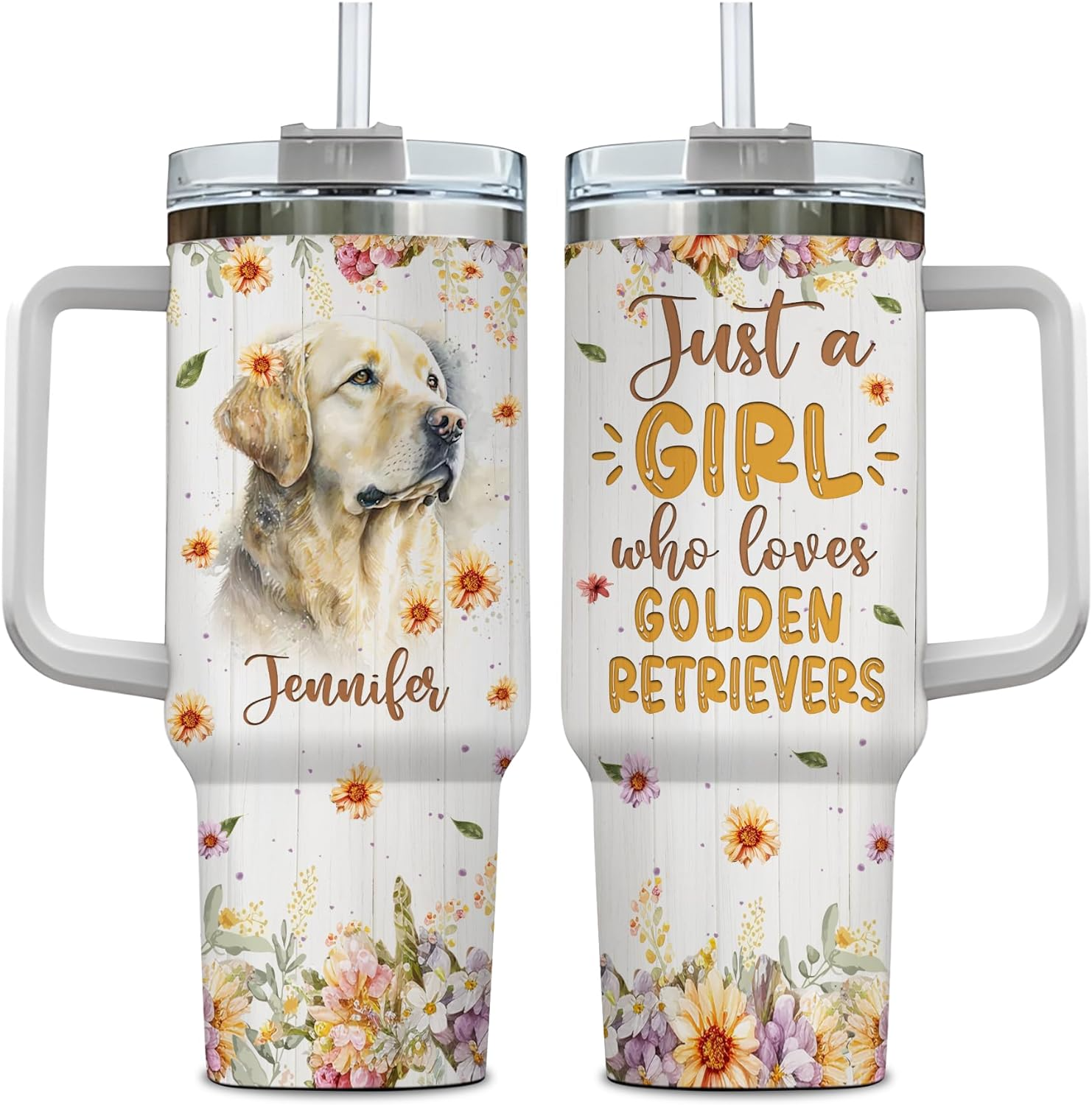 Just a Girl Who Loves Golden Retriever - Personalized Tumbler 40oz with Straw