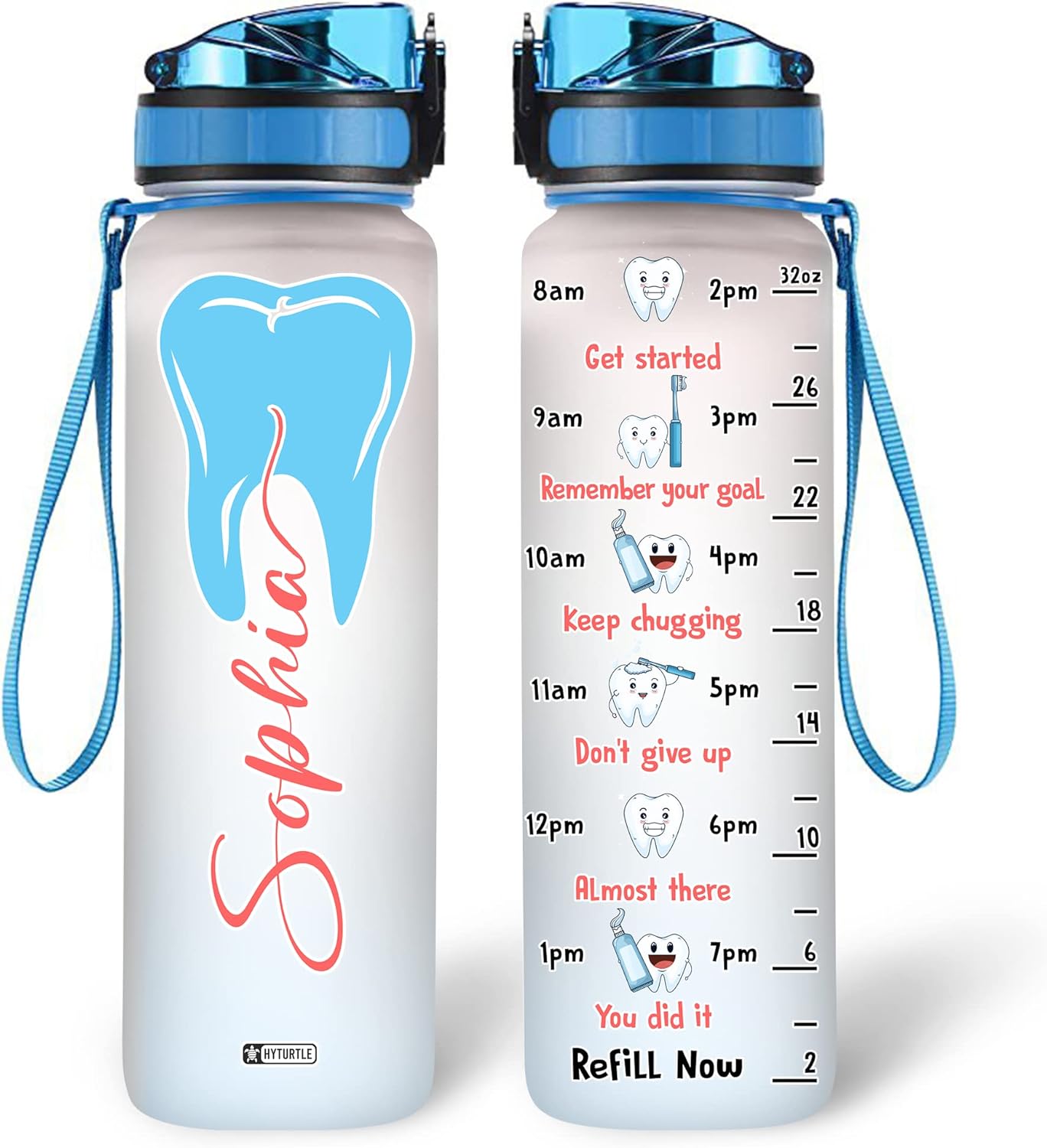 Teeth Dentist - Personalized Water Tracker Bottle 32oz