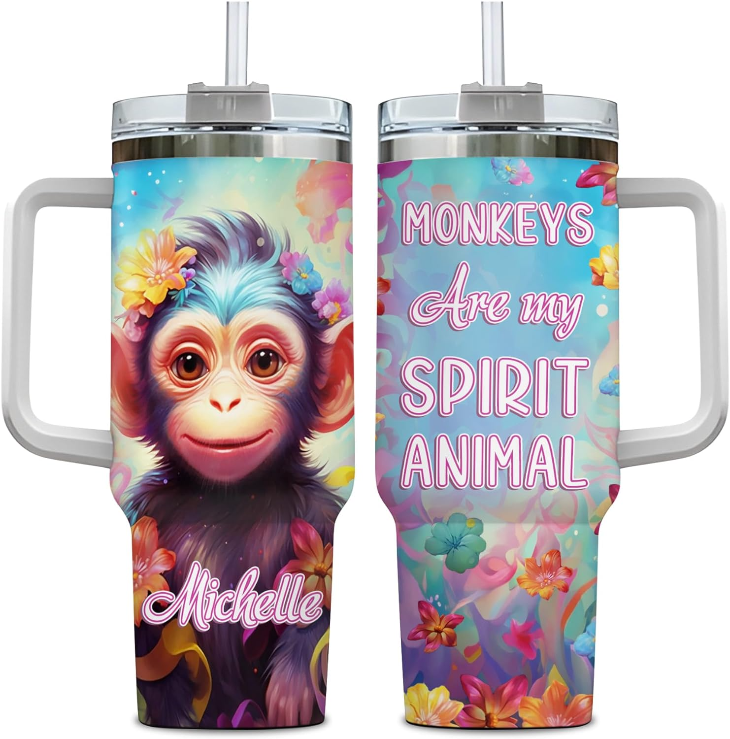 Monkey Are My Spirit Animal - Personalized Tumbler 40oz with Straw