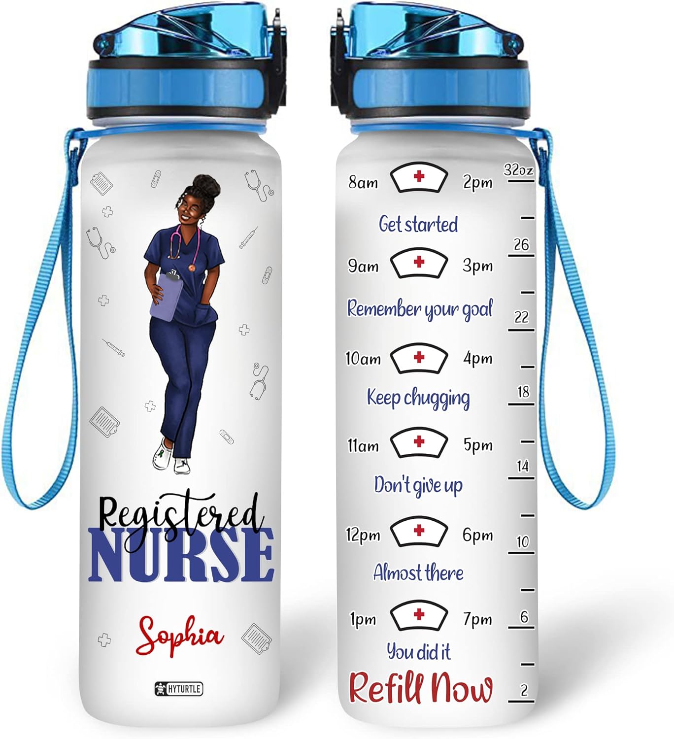 Registered Nurse - Personalized Water Tracker Bottle 32oz