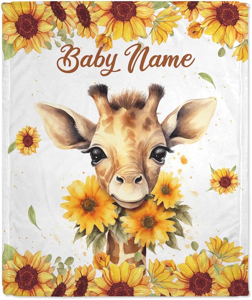 Giraffe Pattern Baby Blanket - Personalized Blanket