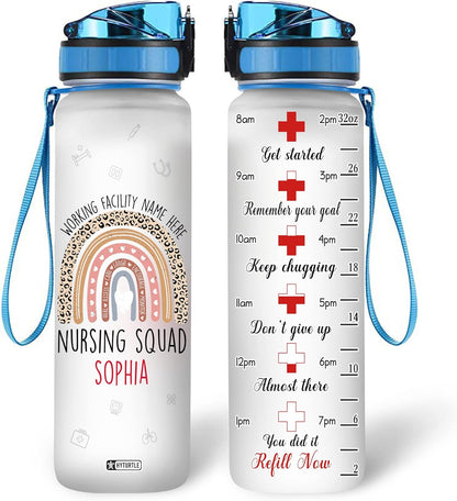 Nursing Squad - Personalized Water Tracker Bottle 32oz