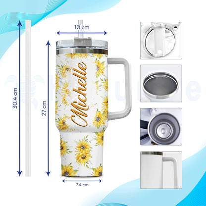 Highland Cow Tumbler 40oz with Handle & Straw – Personalized Stainless Steel Insulated Travel Cup with Lid – Fun Farm Gift for Cow Lovers