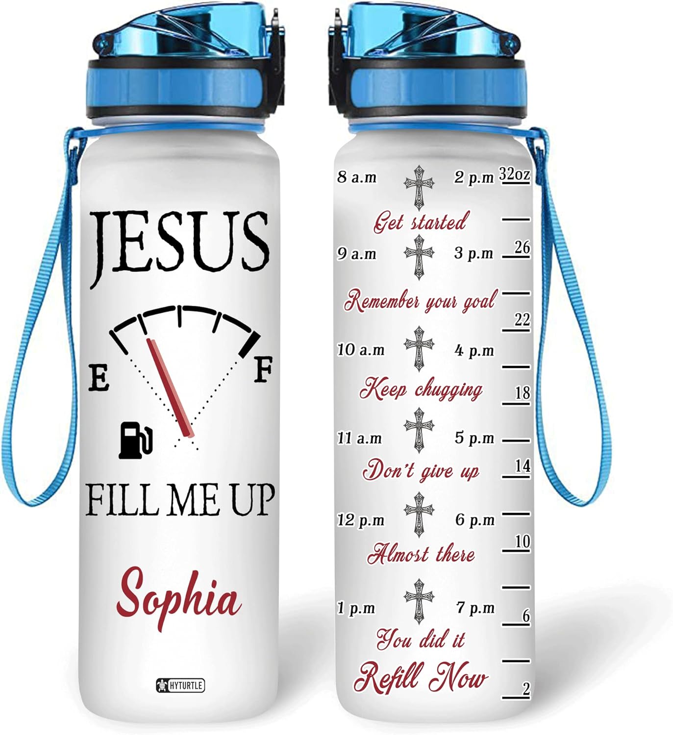 Jesus Fill Me Up - Personalized Water Tracker Bottle 32oz