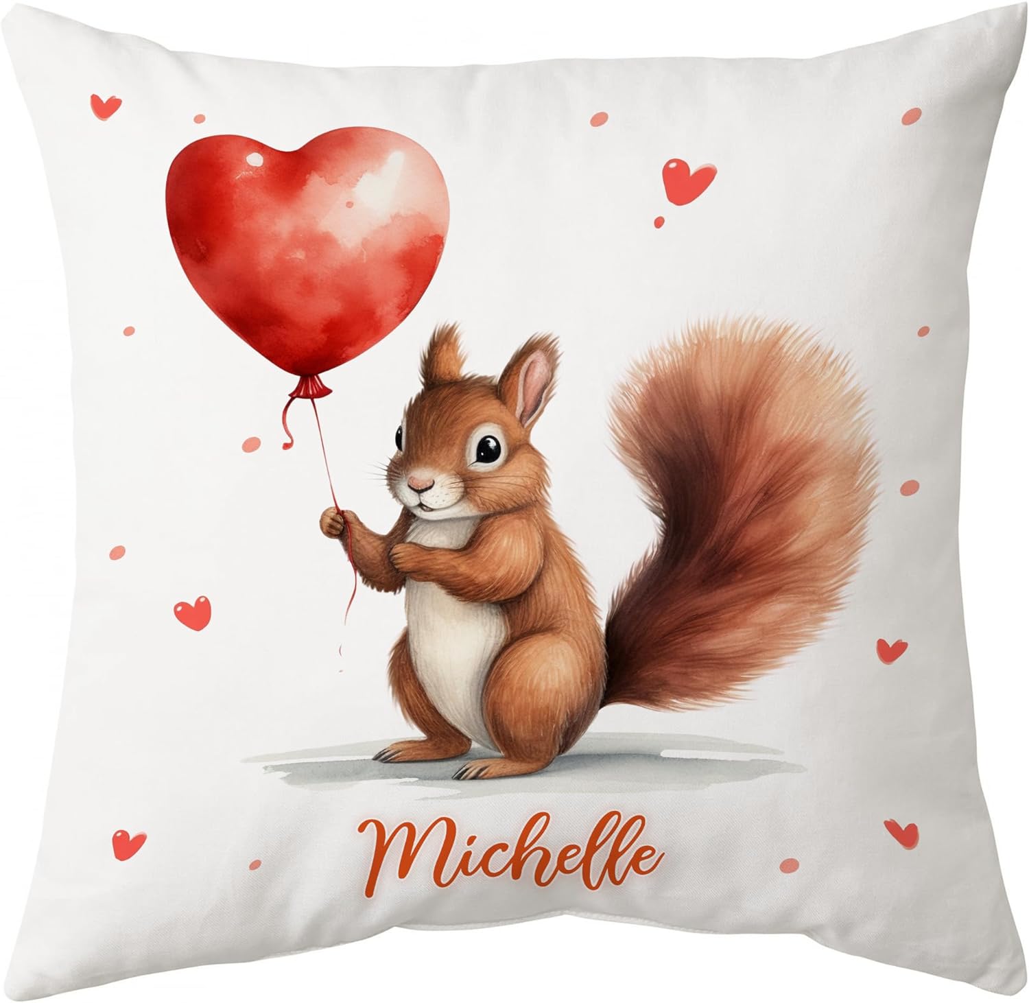 Squirrel Valentine Pattern - Personalized Pillow (Insert Included)