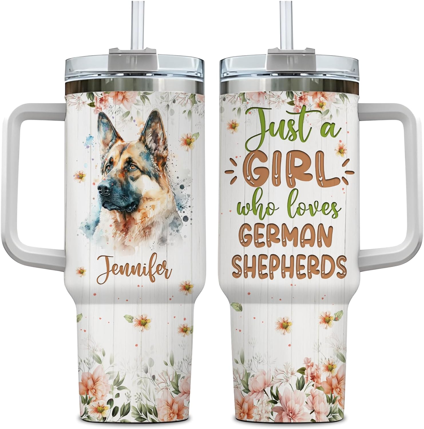 Just a Girl Who Loves German Shepherd  - Personalized Tumbler 40oz with Straw