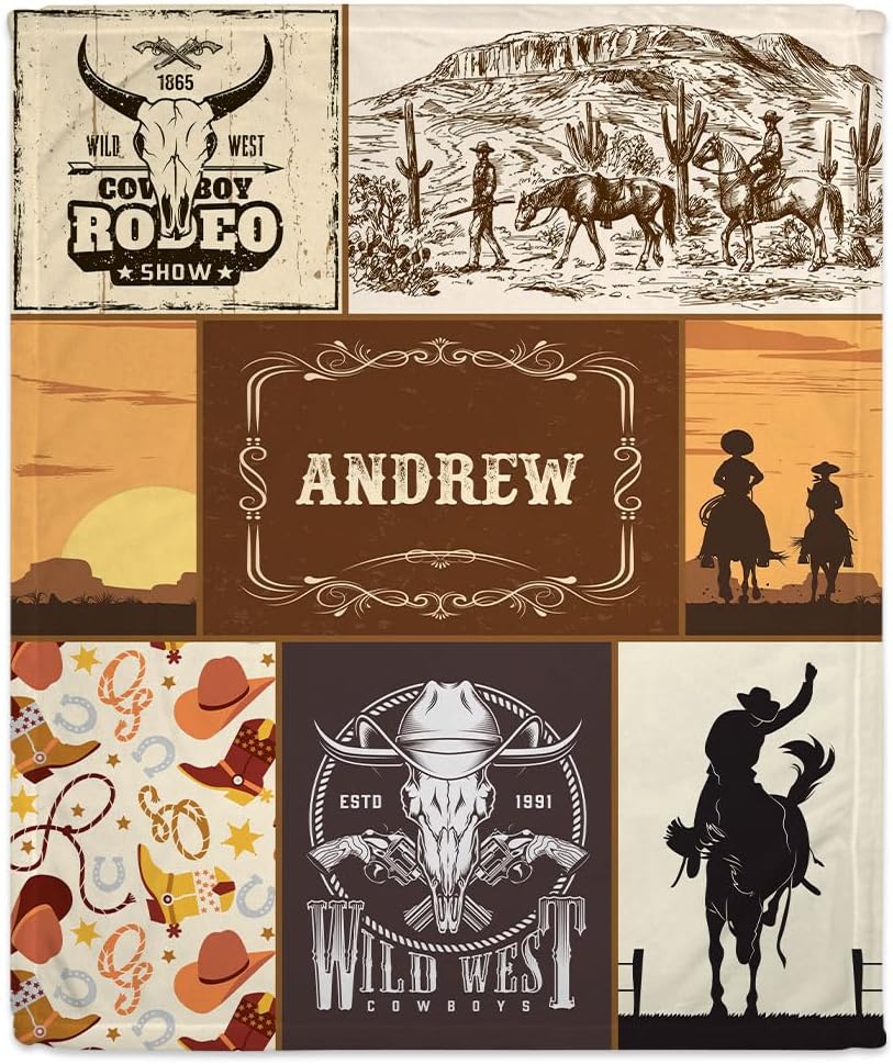 Wild West Cowboy Baby Blanket - Personalized Blanket