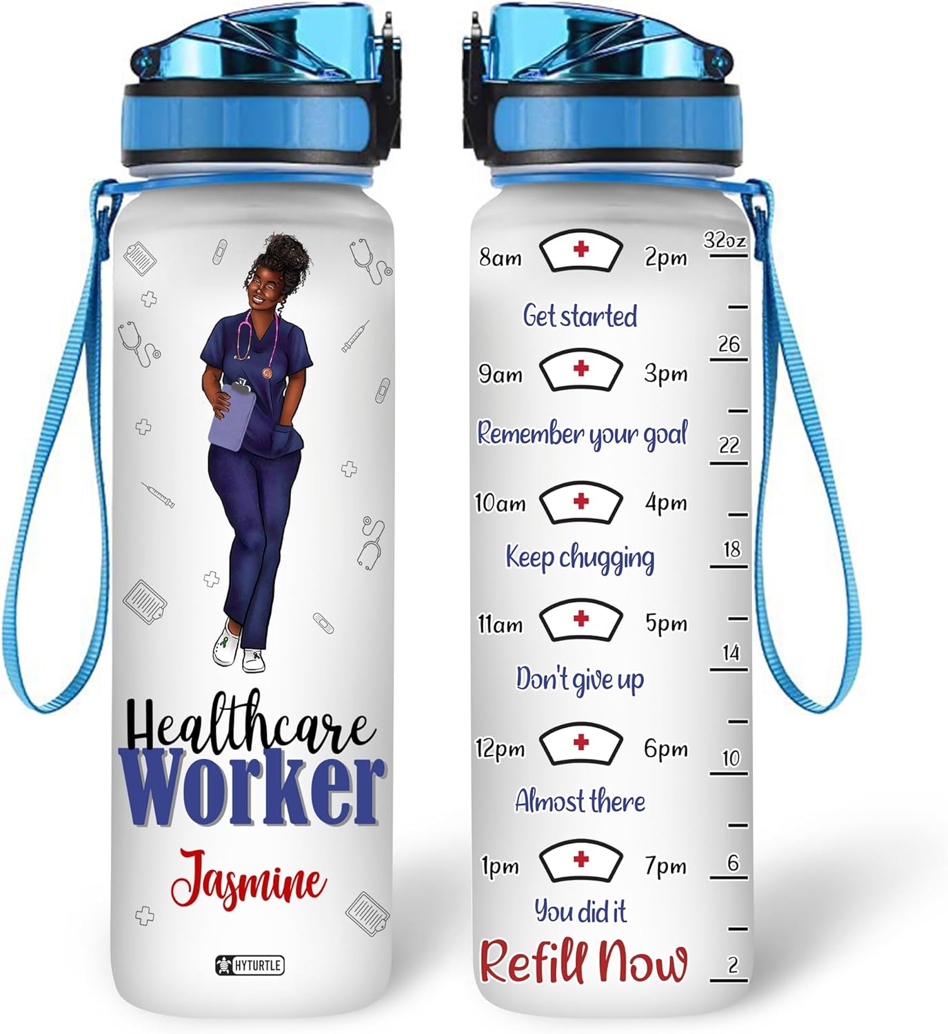 Healthcare Worker - Personalized Water Tracker Bottle 32oz