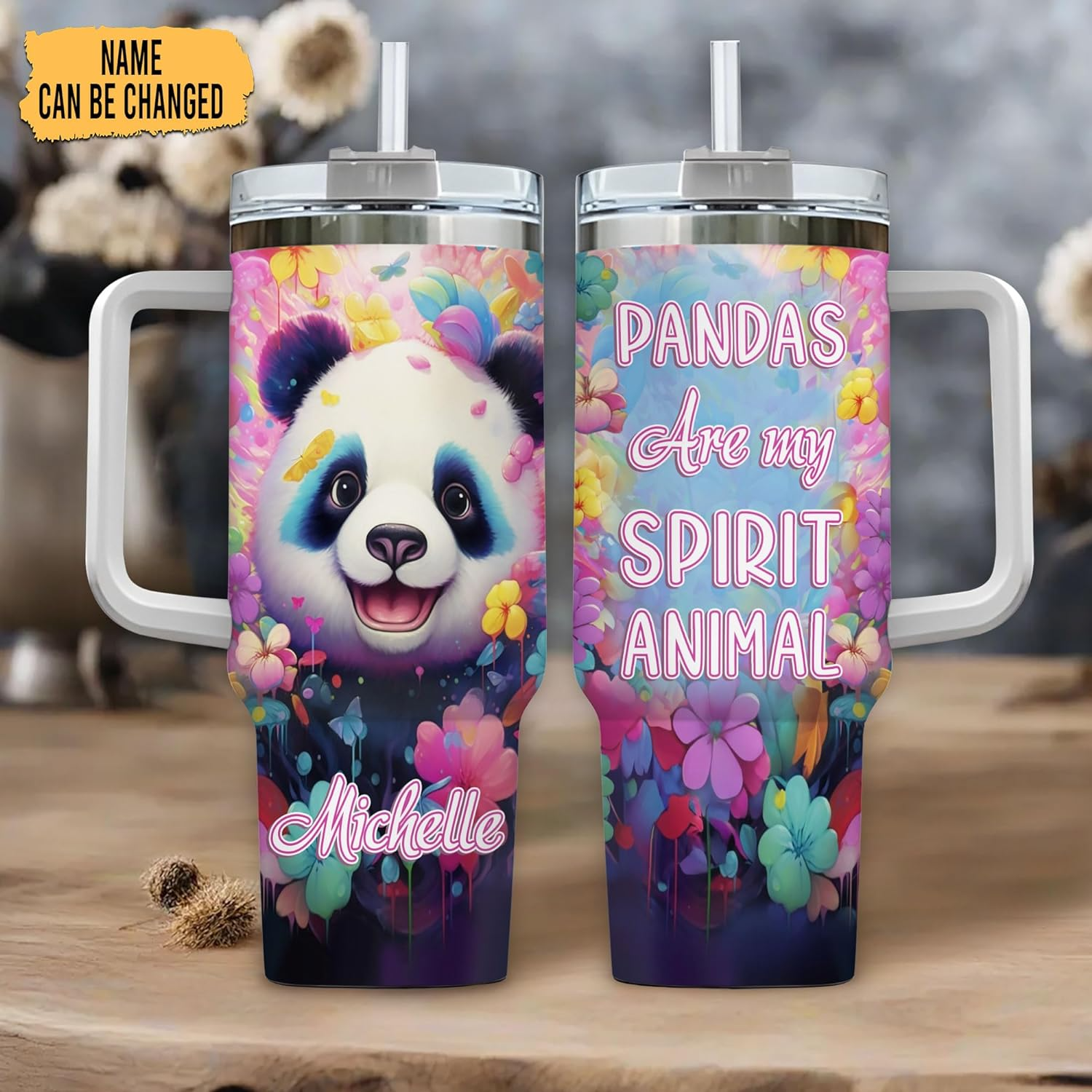 Panda Are My Spirit Animal  - Personalized Tumbler 40oz with Straw