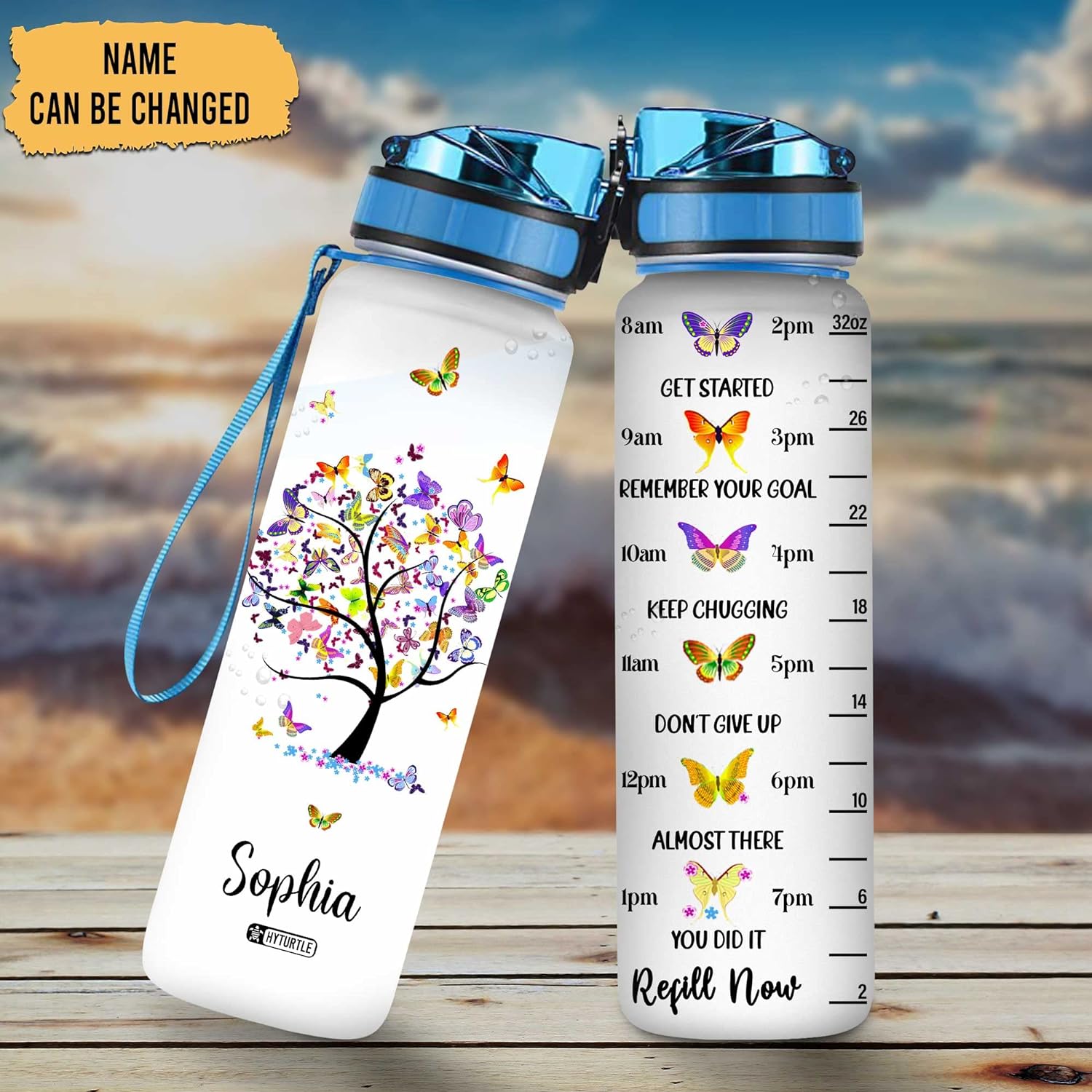 Butterfly Tree - Personalized Water Tracker Bottle 32oz