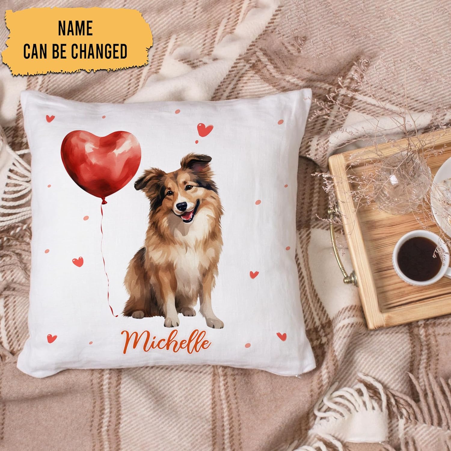 Dog Valentine Pattern - Personalized Pillow (Insert Included)