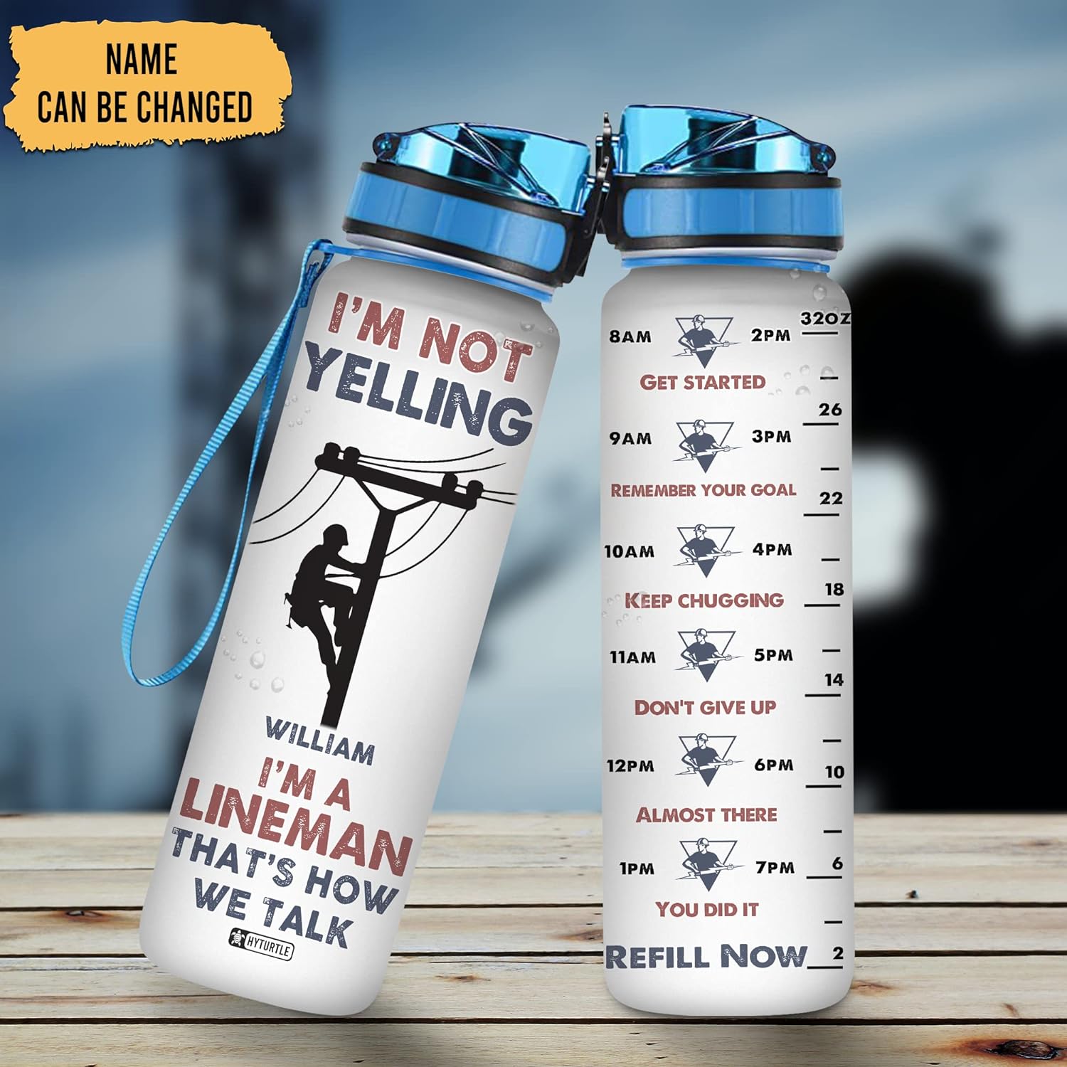 I'm A Lineman - Personalized Water Tracker Bottle 32oz