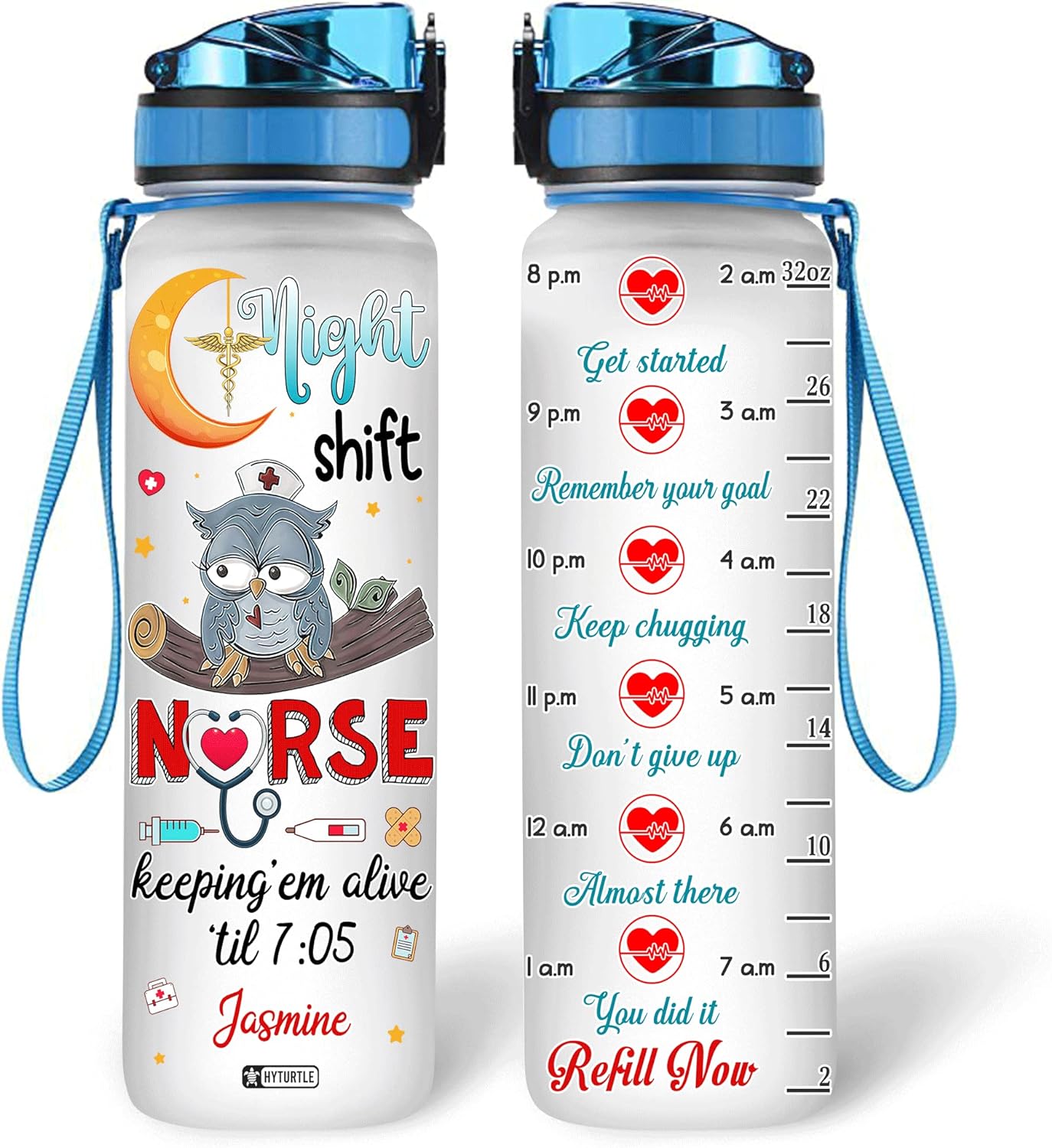 Night Shift - Personalized Water Tracker Bottle 32oz