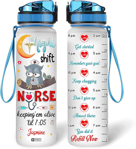 Night Shift - Personalized Water Tracker Bottle 32oz