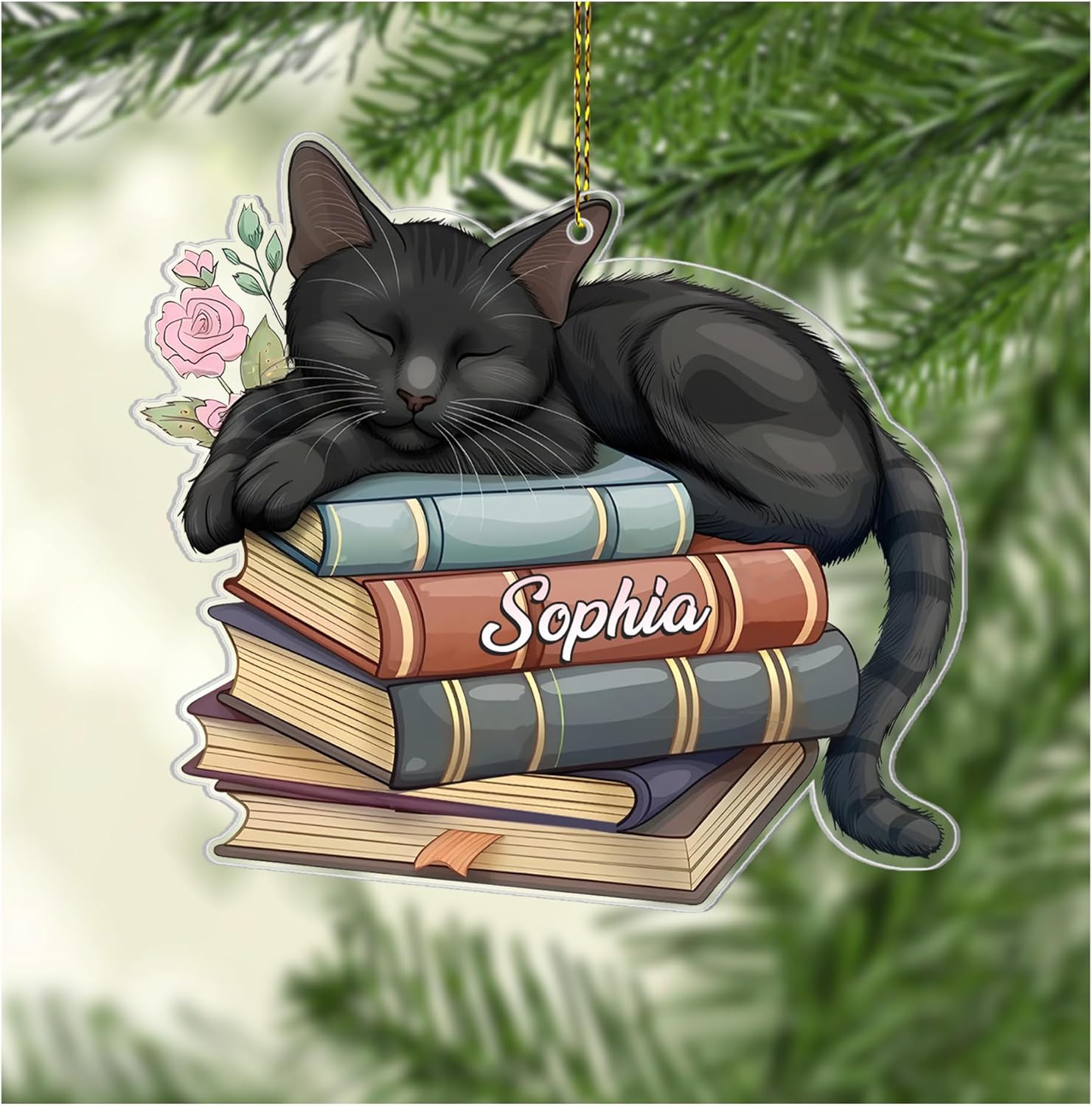 Book Lover Cut Acrylic Ornament – Personalized Christmas Gift for Reader or Teacher – Literary Tree Keepsake Decoration