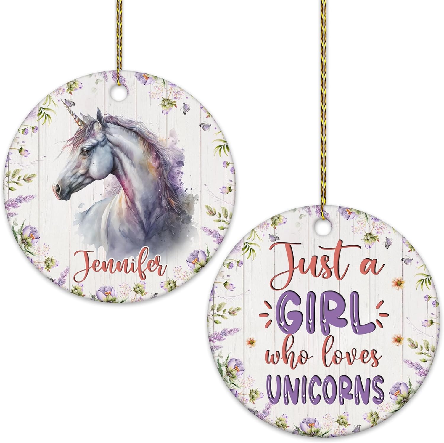 Unicorn Ceramic Ornament  Personalized Fantasy Holiday Decoration  Cute Christmas Gift Keepsake for Girls & Dreamers