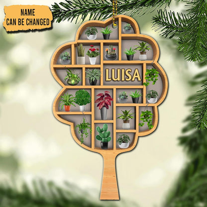 Tree-Shaped Plant Shelf Wood Ornament – Custom Christmas Gift for Gardener, Plant Mom, or Nature Enthusiast