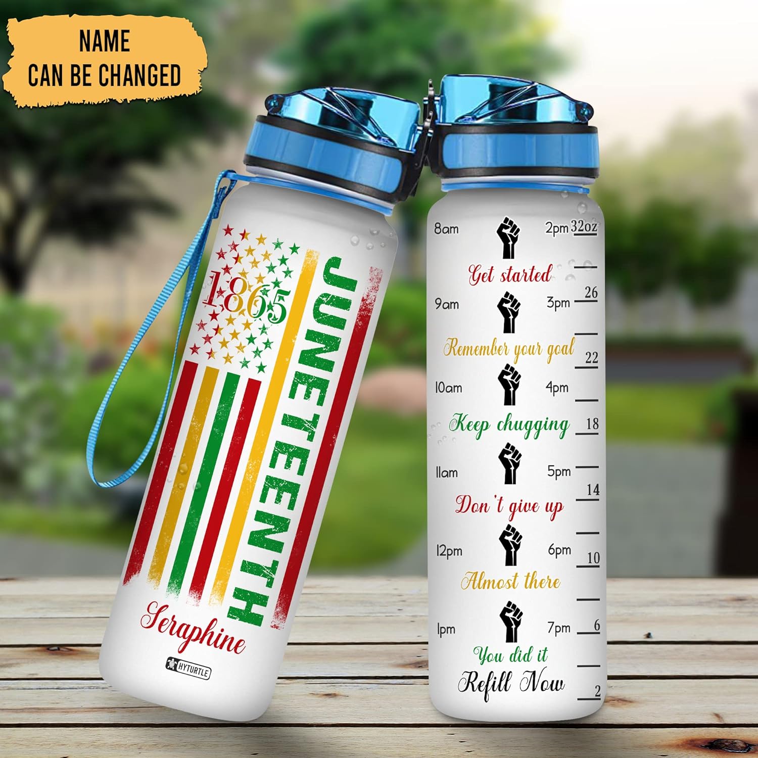 Juneteenth History Pride African - Personalized Water Tracker Bottle 32oz