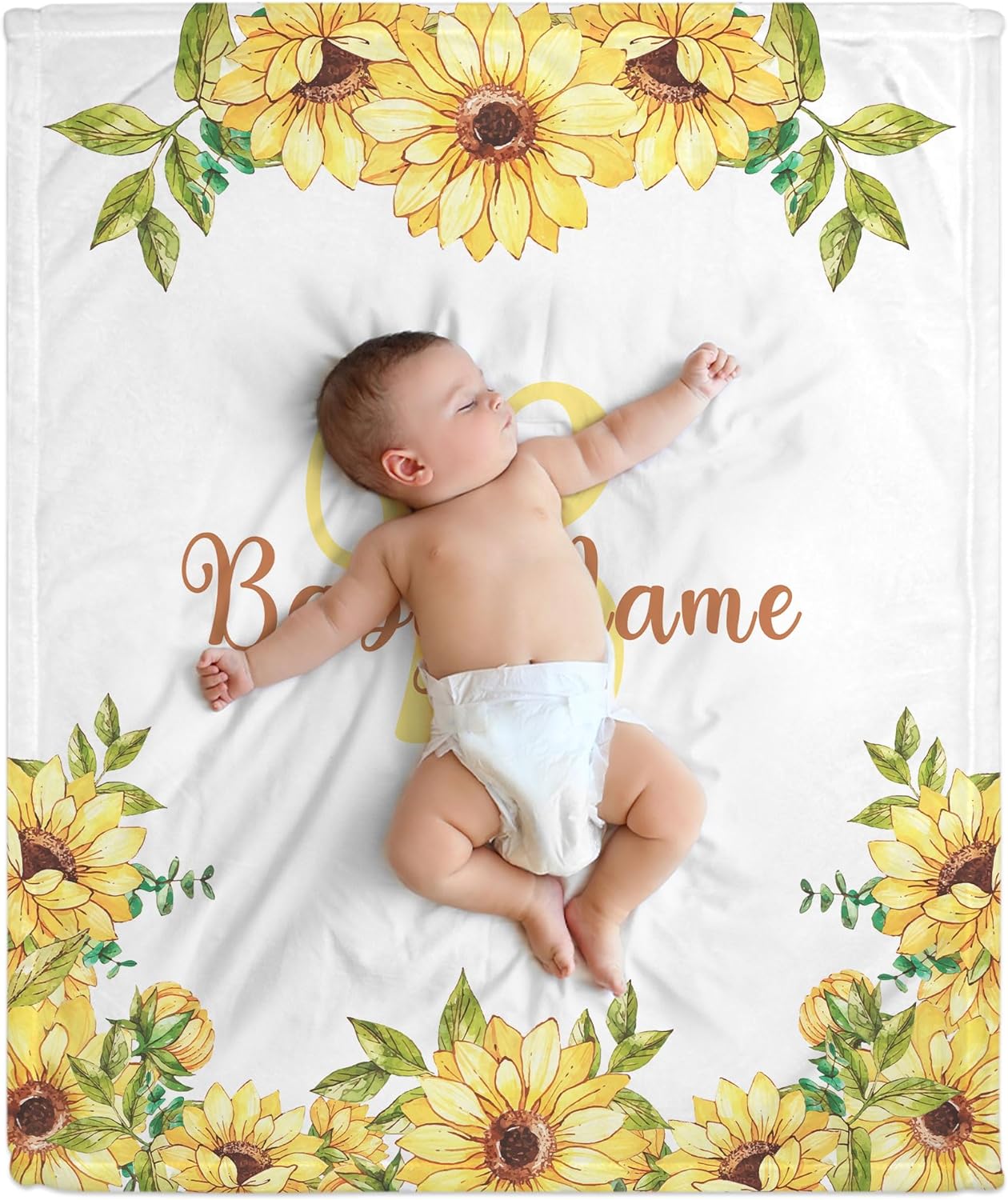 Sunflower Baby Blanket - Personalized Blanket