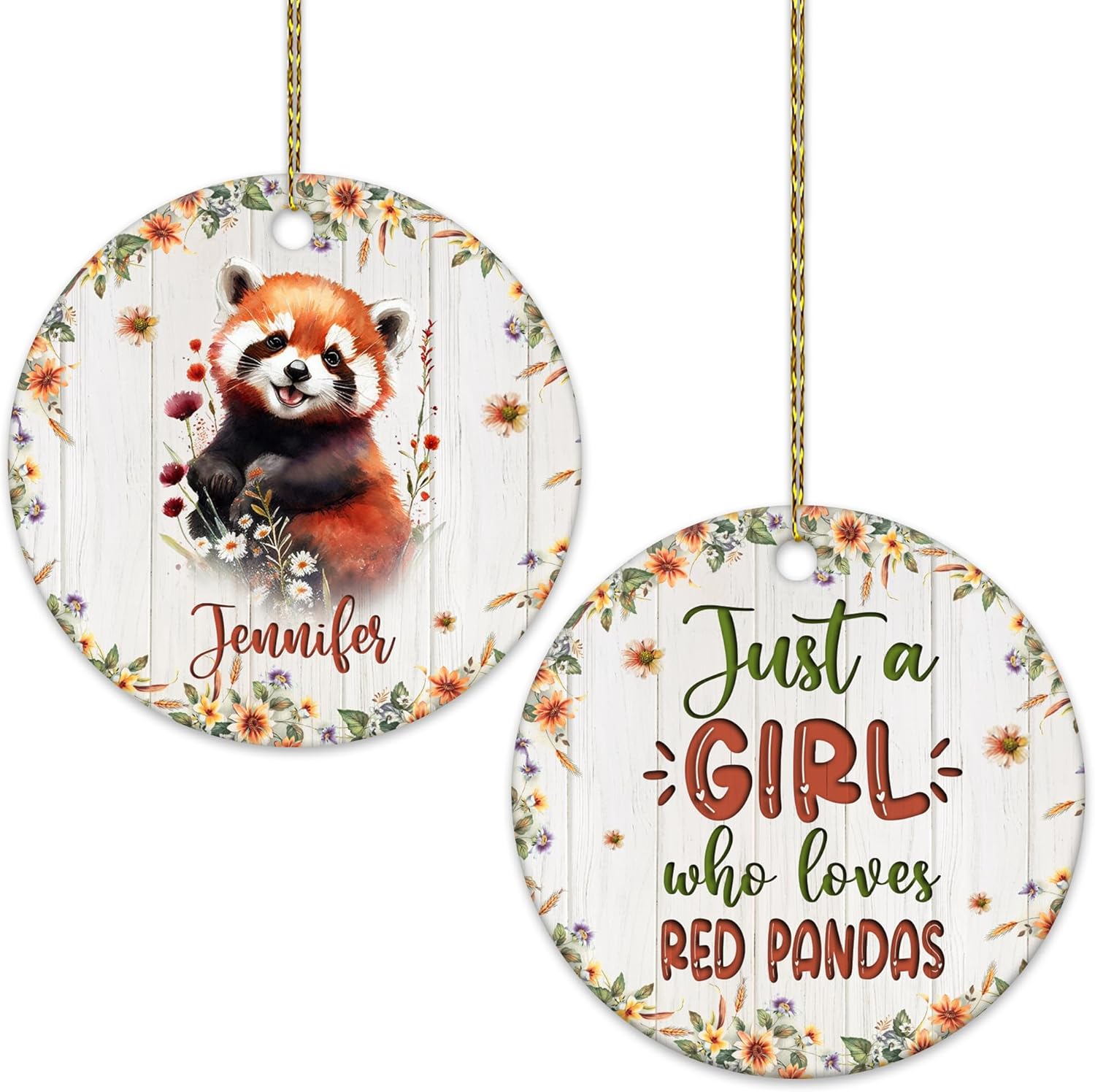 Red Panda Lover Ceramic Ornament  Just A Girl Who Loves Red Pandas Personalized Decoration  Cute Christmas Gift Keepsake