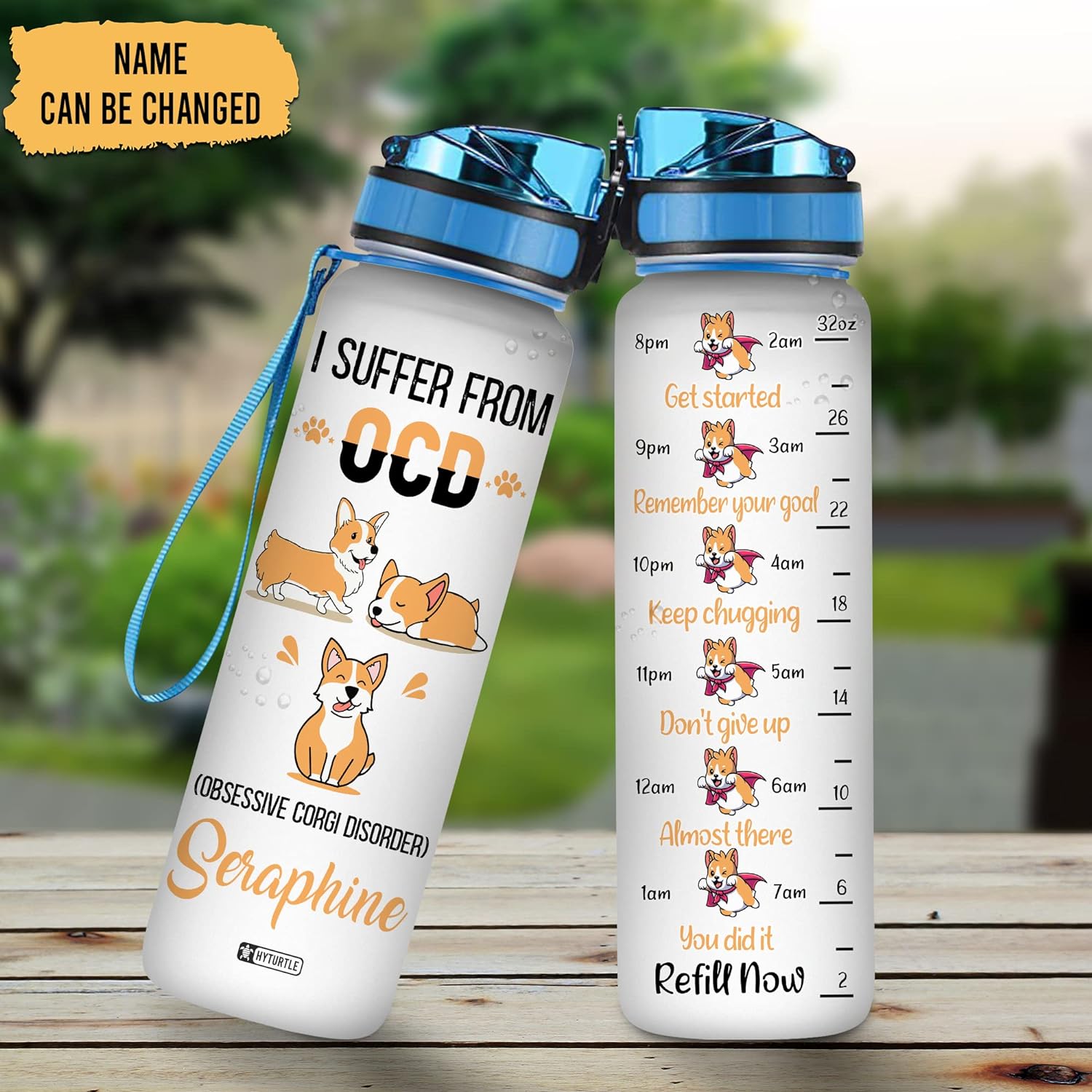 I Suffer From Obsessive Corgi - Personalized Water Tracker Bottle 32oz