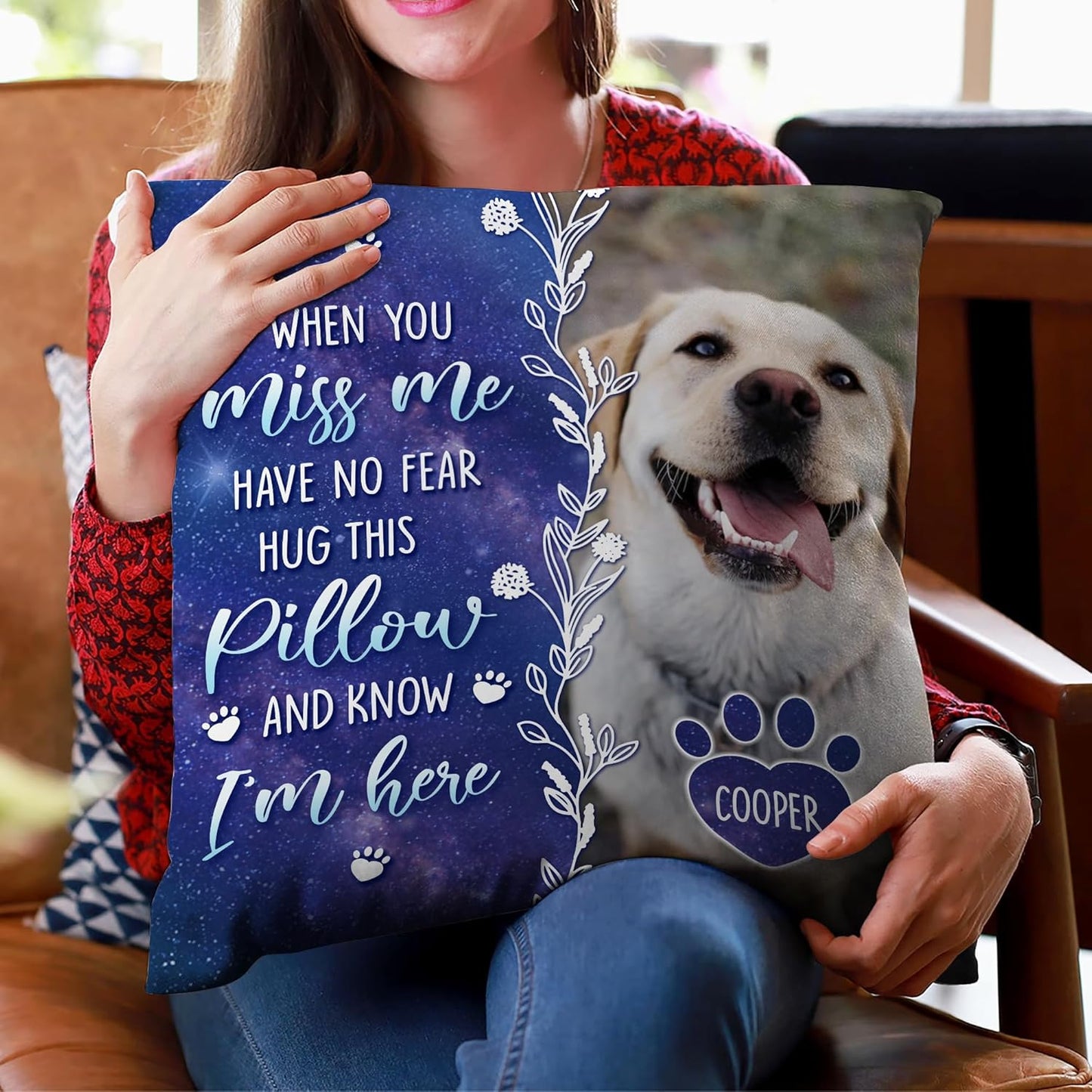 Personalized Pet Memorial Pillow with Insert – “When You Miss Me” Custom Cushion – Sympathy Gift for Pet Lovers