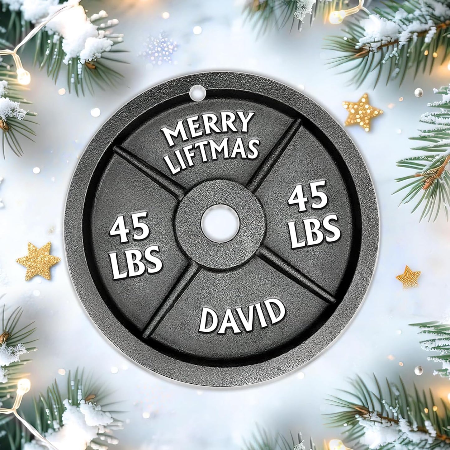 Weight Plate Cut Acrylic Ornament – Personalized Fitness Christmas Gift for Gym Lover, Bodybuilder, or Trainer