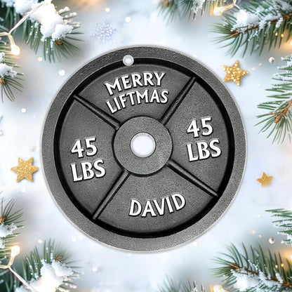 Weight Plate Cut Acrylic Ornament – Personalized Fitness Christmas Gift for Gym Lover, Bodybuilder, or Trainer