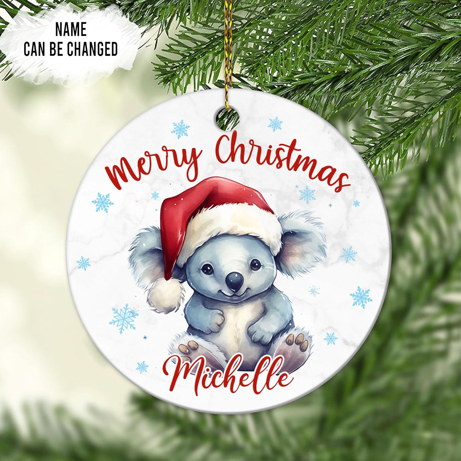 Koala Christmas Ceramic Ornament  Personalized Animal Holiday Keepsake Decoration  Cute Custom Gift for Women & Kids