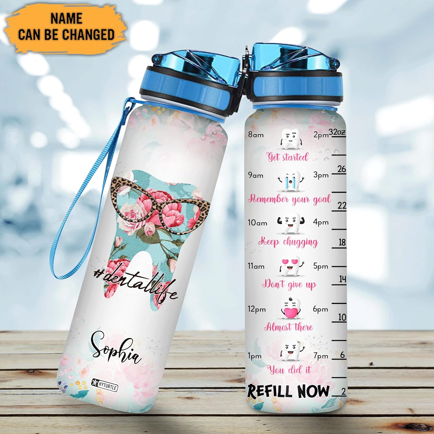 Glasses Dental Life - Personalized Water Tracker Bottle 32oz