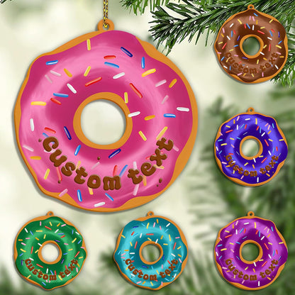 Personalized Donut Wood Ornament – Cute Christmas Gift for Donut Lover, Foodie, or Sweet Tooth Friend