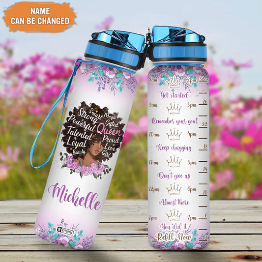Magic Black Queen - Personalized Water Tracker Bottle 32oz