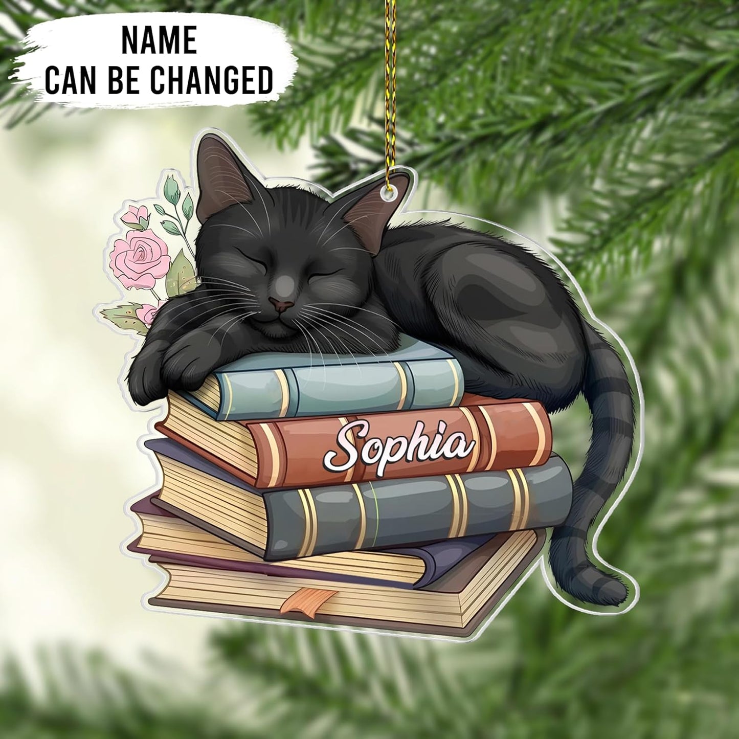 Book Lover Cut Acrylic Ornament – Personalized Christmas Gift for Reader or Teacher – Literary Tree Keepsake Decoration