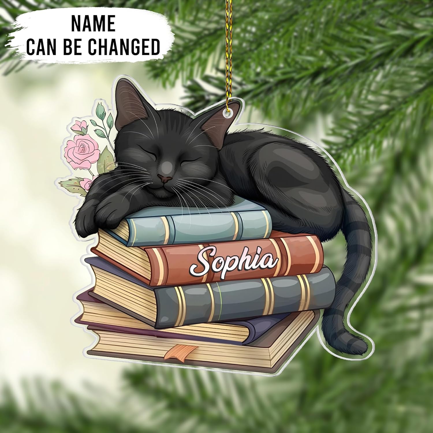 Book Lover Cut Acrylic Ornament – Personalized Christmas Gift for Reader or Teacher – Literary Tree Keepsake Decoration