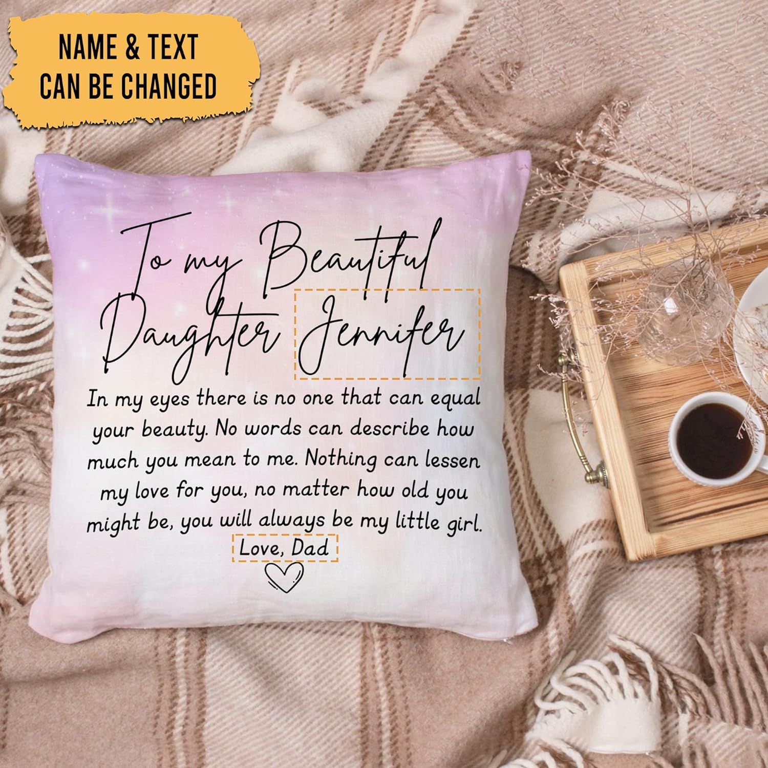 To My Beautiful Daughter - Personalized Pillow(Insert Included)