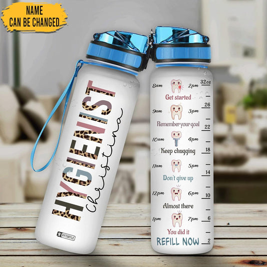 Hygienist Water Bottle Tracker 32oz – Personalized Dental Assistant Hydration Bottle with Time Marker – Practical Gift for Women